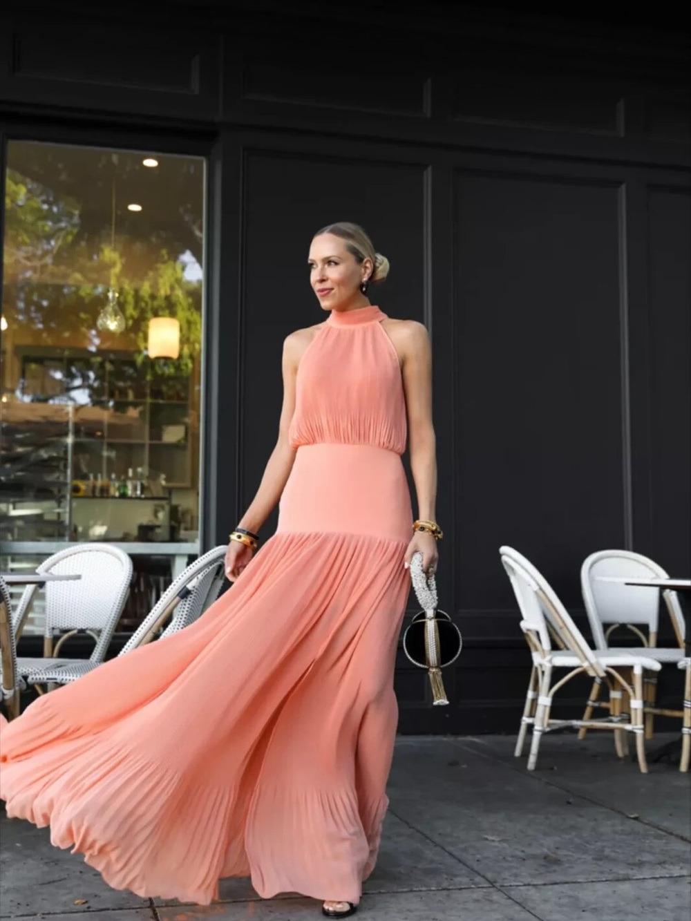 VERONICA BEARD Lilliana Long Pleated Coral/Pink Banded Maxi Dress US2 $698